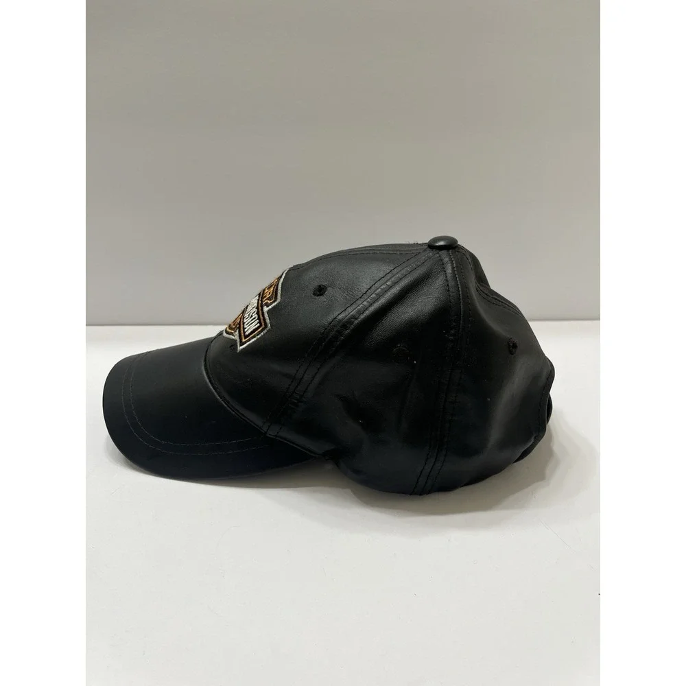 Harley-Davidson Genuine Leather Cap Hat Made in USA Vintage Biker Motorcycle